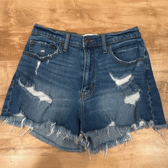 Abercrombie & Fitch Pants - Abercrombie & Fitch Curve Love High Rise Jean Shorts 26/2 distressed raw hem